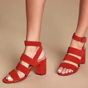 Seychelles Red Suede Leather High Heel Sandals