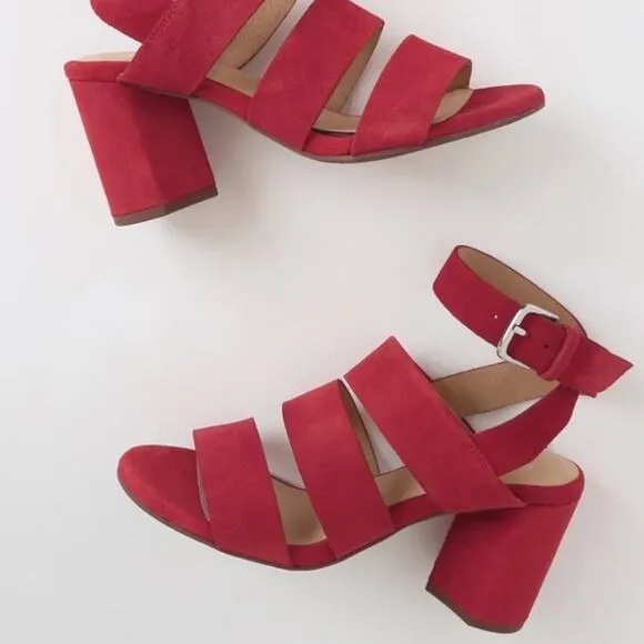 Seychelles Red Suede Leather High Heel Sandals