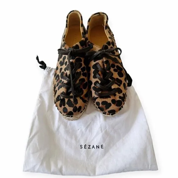 Sezane Julie Espadrilles Sneakers in animal print pony hair  Size 38EU/FR