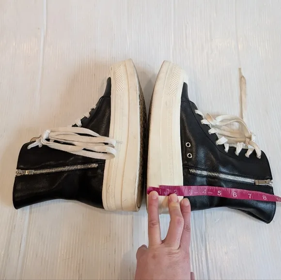 SHANE JUSTIN Chunky Chonky Platform Sole Black &amp; White Lace-up High top Boots