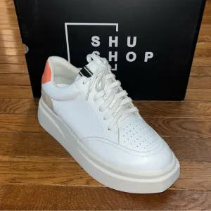 Shushop Skylar Leather Retro Sneakers Coral &amp; White Women’s Size 6.5 NEW