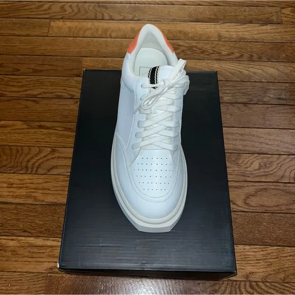 Shushop Skylar Leather Retro Sneakers Coral &amp; White Women’s Size 6.5 NEW
