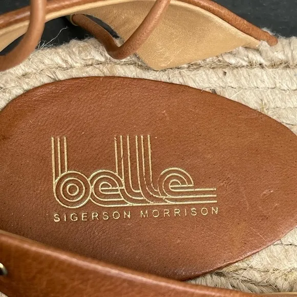 Sigerson Morrison Belle Women Espadrilles Sandals Brown Leather lace up Sz 8
