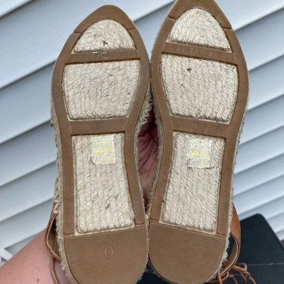 Sigerson Morrison Belle Women Espadrilles Sandals Brown Leather lace up Sz 8
