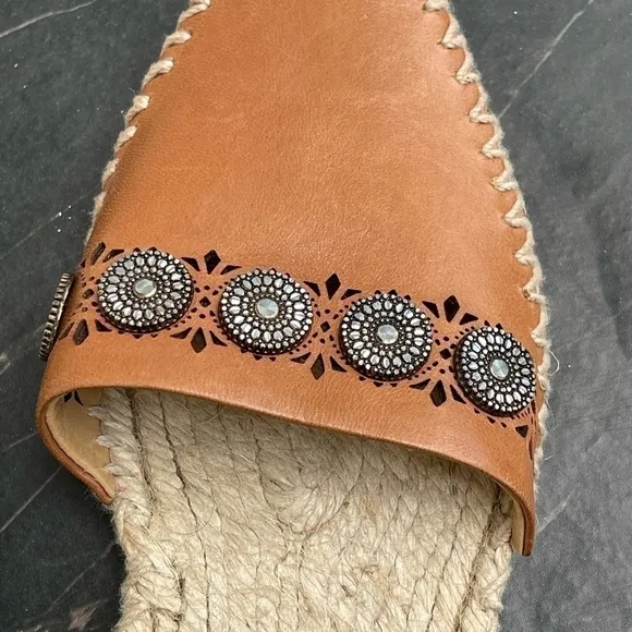 Sigerson Morrison Belle Women Espadrilles Sandals Brown Leather lace up Sz 8
