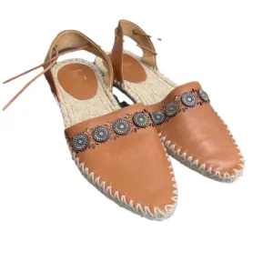 Sigerson Morrison Belle Women Espadrilles Sandals Brown Leather lace up Sz 8