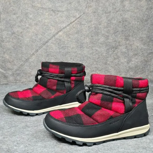 Size 6.5 - Sorel Whitney Short Lace‎ Women's Winter Snow Boots Red Black Plaid