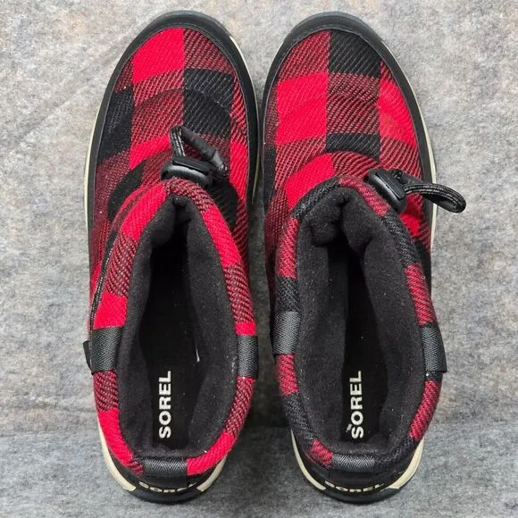 Size 6.5 - Sorel Whitney Short Lace‎ Women's Winter Snow Boots Red Black Plaid