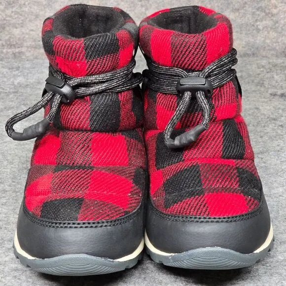 Size 6.5 - Sorel Whitney Short Lace‎ Women's Winter Snow Boots Red Black Plaid