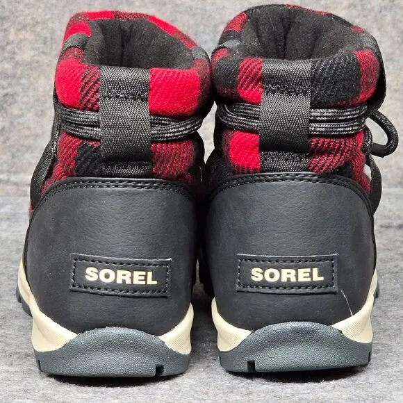 Size 6.5 - Sorel Whitney Short Lace‎ Women's Winter Snow Boots Red Black Plaid