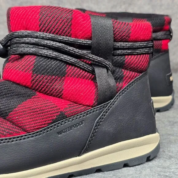Size 6.5 - Sorel Whitney Short Lace‎ Women's Winter Snow Boots Red Black Plaid