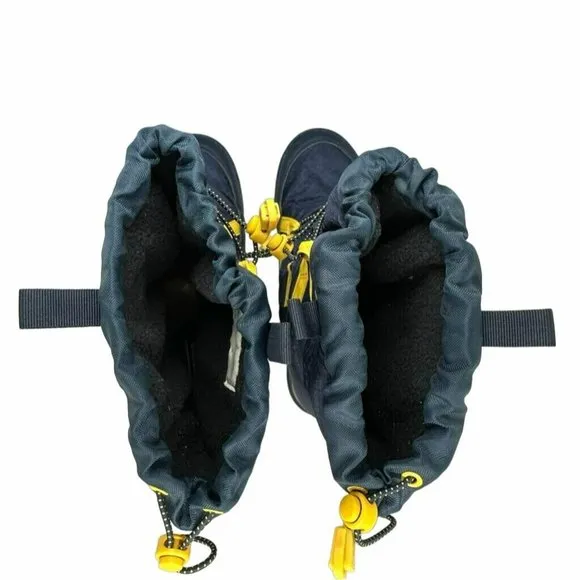 🤩Size 7M Snow Boots Youth Lands End Squall Winter Gear Blue Yellow Elastic Cord