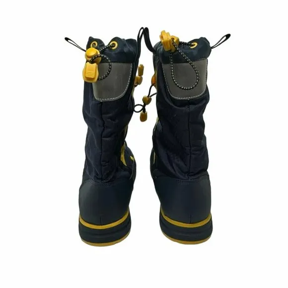 🤩Size 7M Snow Boots Youth Lands End Squall Winter Gear Blue Yellow Elastic Cord