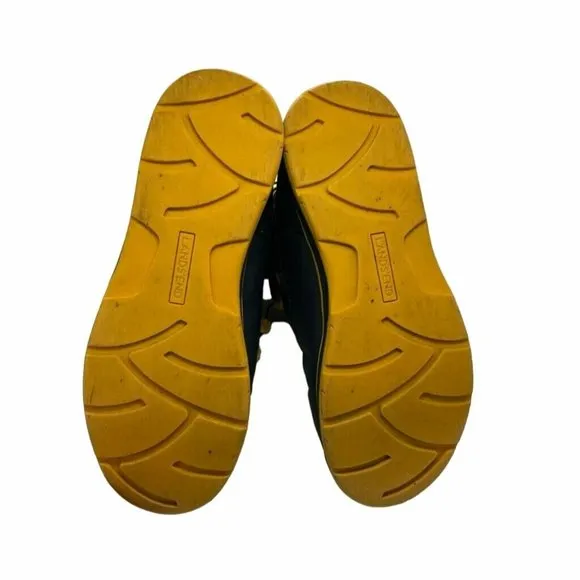 🤩Size 7M Snow Boots Youth Lands End Squall Winter Gear Blue Yellow Elastic Cord