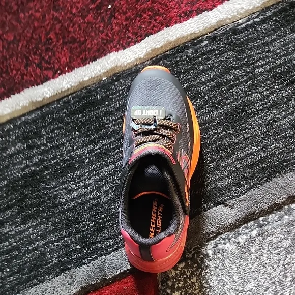 Skechers Black and Orange High-Top Sneakers with Velcro Strap