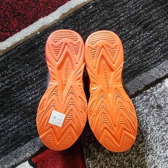 Skechers Black and Orange High-Top Sneakers with Velcro Strap
