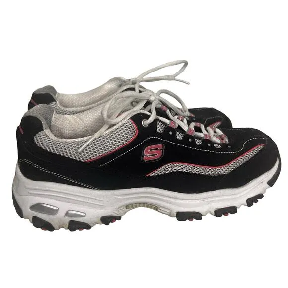 Skechers DLites Life Saver Sneakers Black Pink Purple Silver Shoe Size 9.5