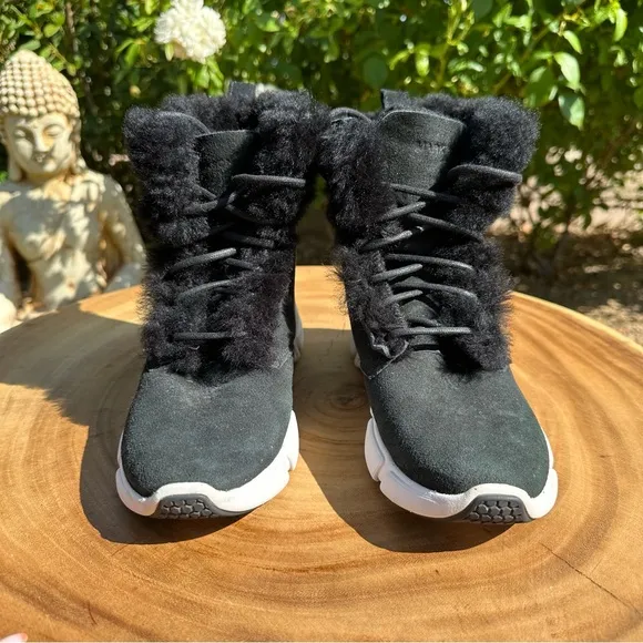 SKECHERS MARK NASON Faux Fur Lined Suede Boot Sneakers Women’s Size 6