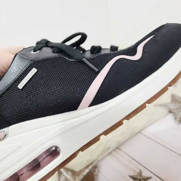 Skechers Million Air Wedge Sneakers Black Pink Silver Chunky Size 10