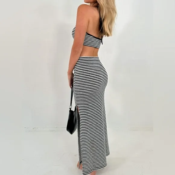 Sleek Lines Halter &amp; Skirt Set