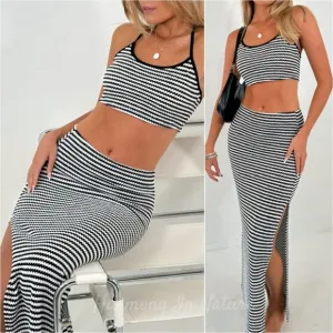 Sleek Lines Halter &amp; Skirt Set