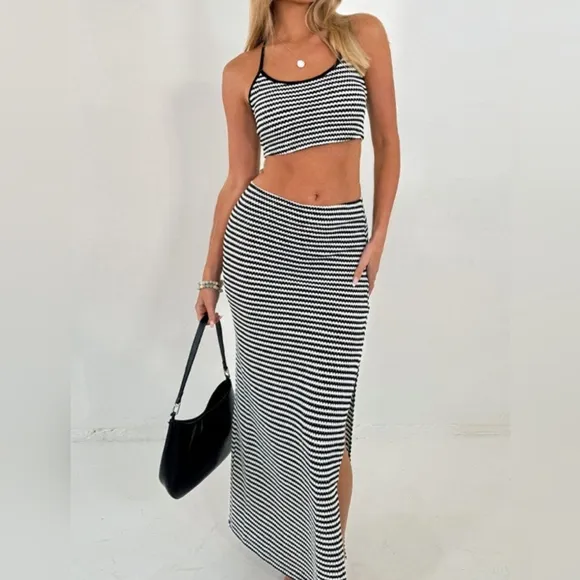 Sleek Lines Halter &amp; Skirt Set