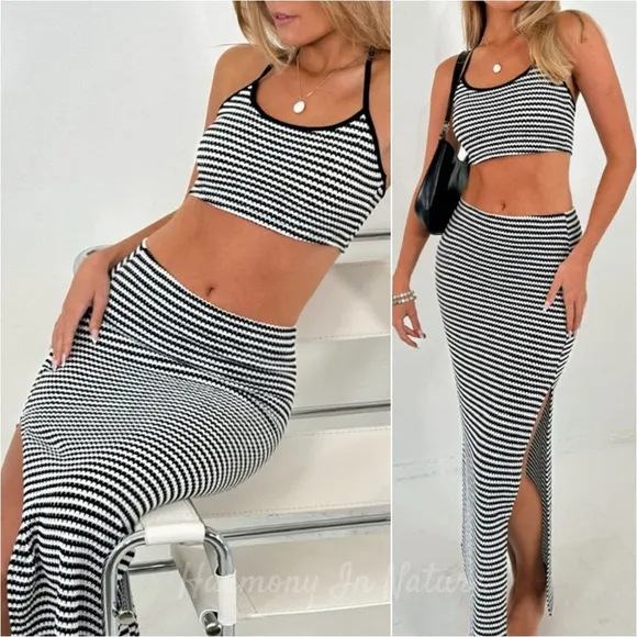 Sleek Lines Halter &amp; Skirt Set