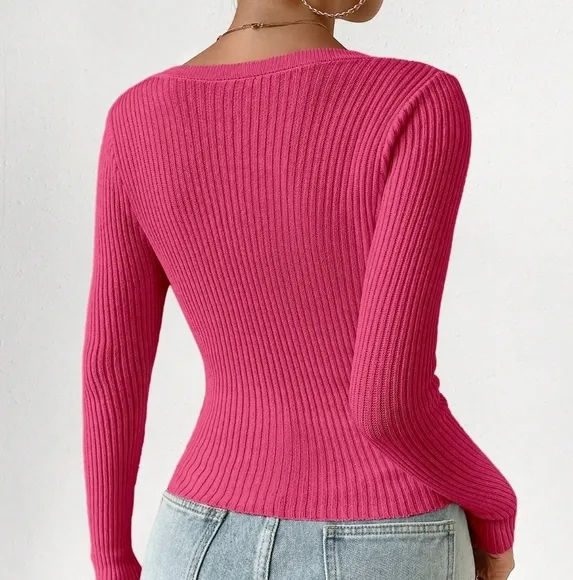 Slim Fit Single-Breasted Long Sleeve Cardigan Sweater With Open Front