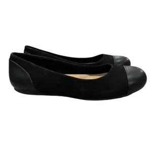 Softwalk Women’s 8 Black Sonoma Suede &amp; Leather Cap Toe Ballet Flats Slip On