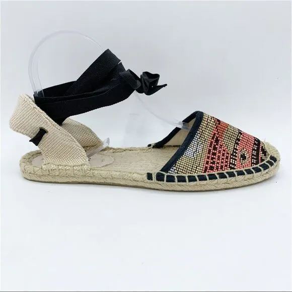 Soludos Colorful Low Heel Lace Up Espadrilles Sz 7I