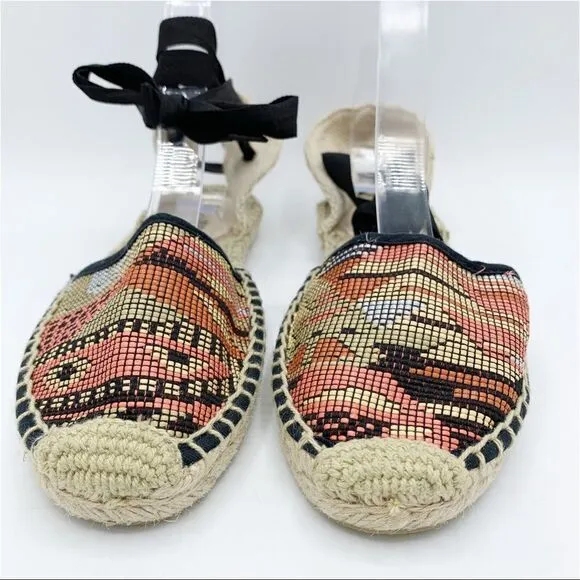 Soludos Colorful Low Heel Lace Up Espadrilles Sz 7I