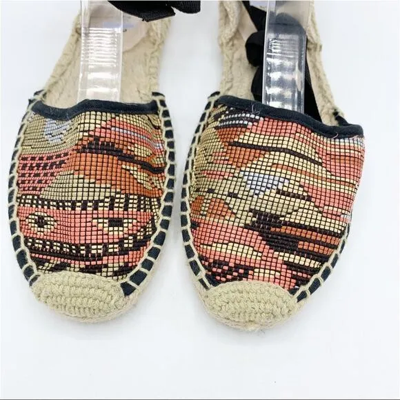 Soludos Colorful Low Heel Lace Up Espadrilles Sz 7I