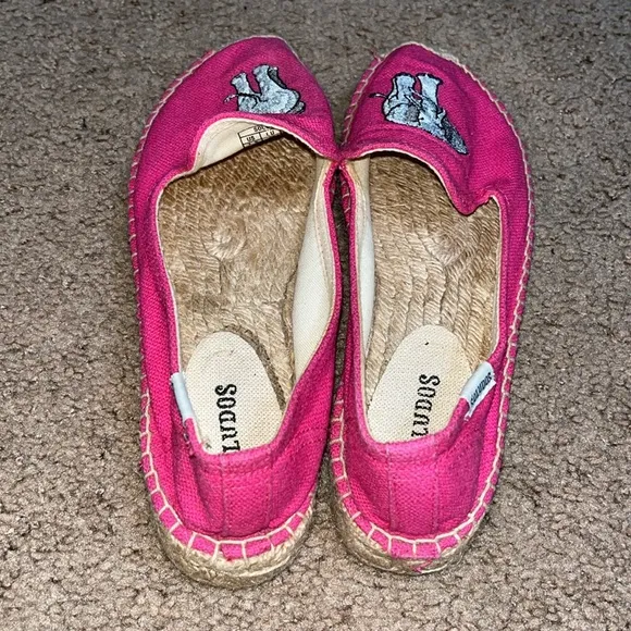 Soludos Elephant Embroidered Platform Espadrilles Pink 7.5