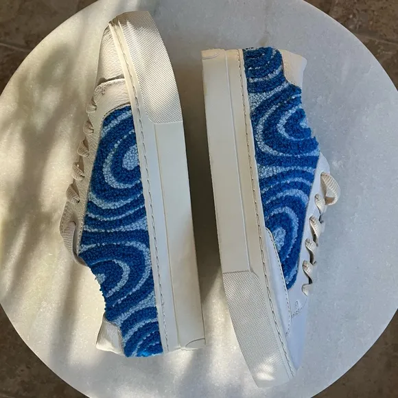 SOLUDOS | Ibiza Psychedelic Spiral Summer Sneakers in Marine Blue | Size US 9