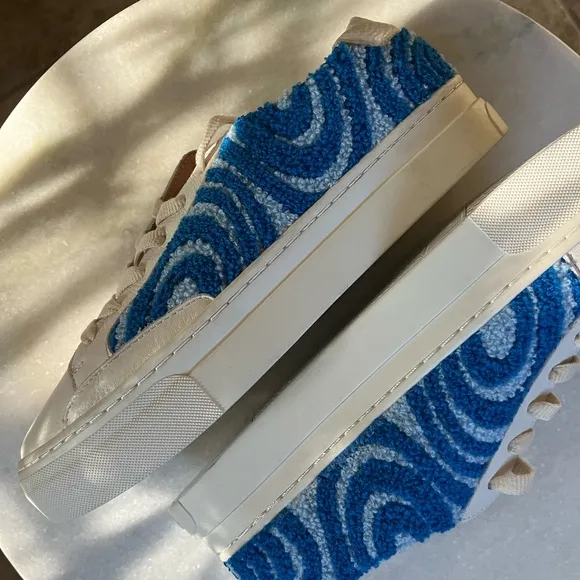 SOLUDOS | Ibiza Psychedelic Spiral Summer Sneakers in Marine Blue | Size US 9