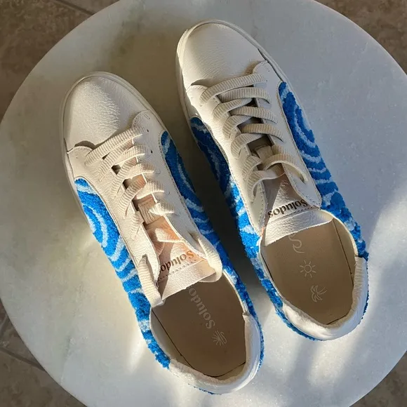 SOLUDOS | Ibiza Psychedelic Spiral Summer Sneakers in Marine Blue | Size US 9