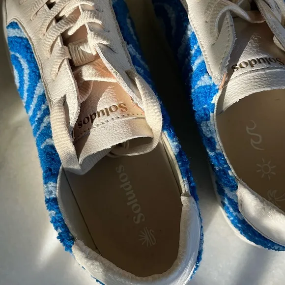 SOLUDOS | Ibiza Psychedelic Spiral Summer Sneakers in Marine Blue | Size US 9