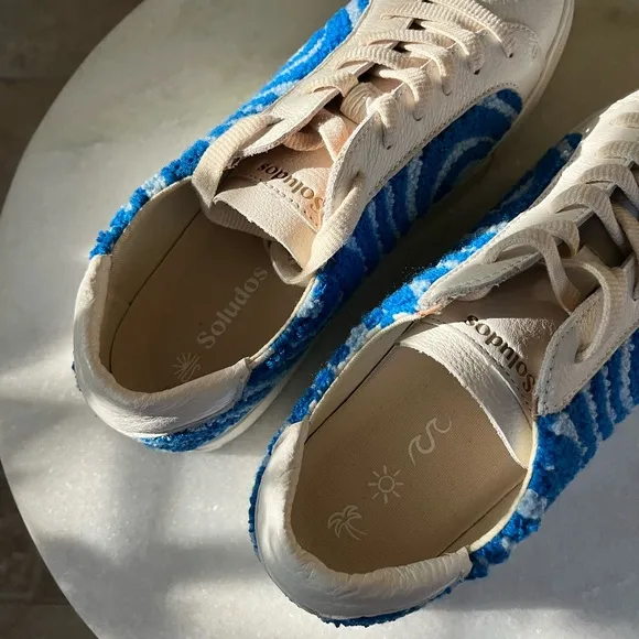 SOLUDOS | Ibiza Psychedelic Spiral Summer Sneakers in Marine Blue | Size US 9