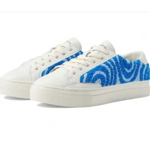 SOLUDOS | Ibiza Psychedelic Spiral Summer Sneakers in Marine Blue | Size US 9