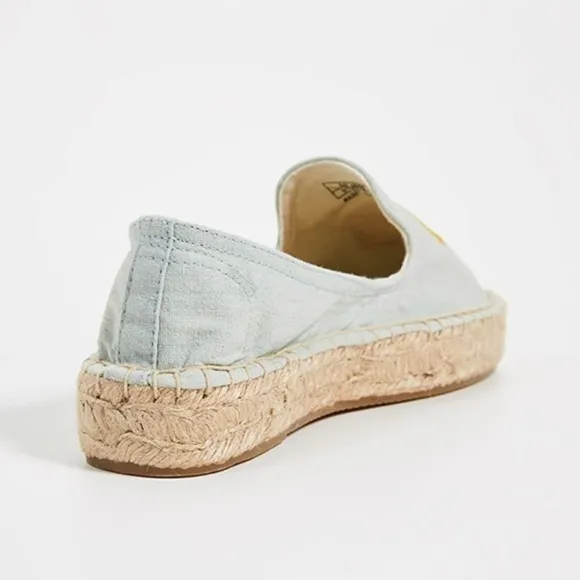 Soludos Lemon Jute Platform Chambray Canvas Shoe - Espadrilles Size 6