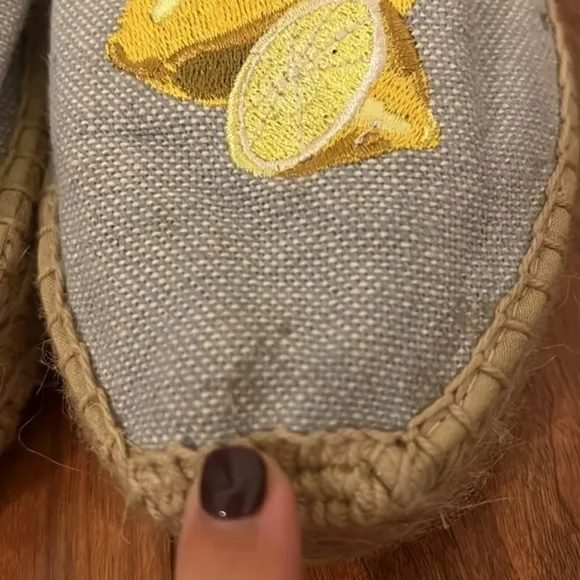 Soludos Lemon Jute Platform Chambray Canvas Shoe - Espadrilles Size 6