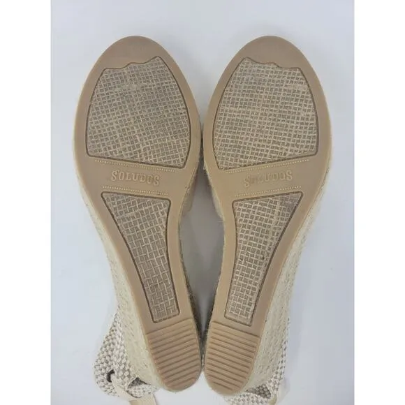 Soludos The Marseille Wedge Heel Ankle Lace Espadrilles - Beige - Women's Sz 10