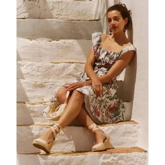 Soludos The Marseille Wedge Heel Ankle Lace Espadrilles - Beige - Women's Sz 10