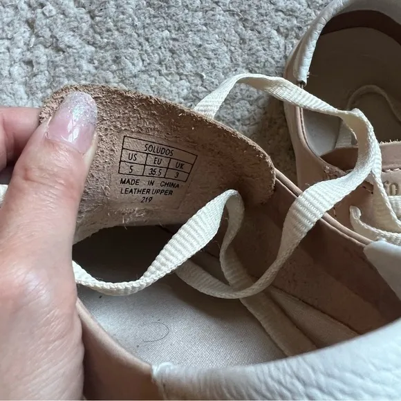Soludos: Women's Sand Tan Cream Low Top The Ibiza Classic Suede Sneakers Sz 5