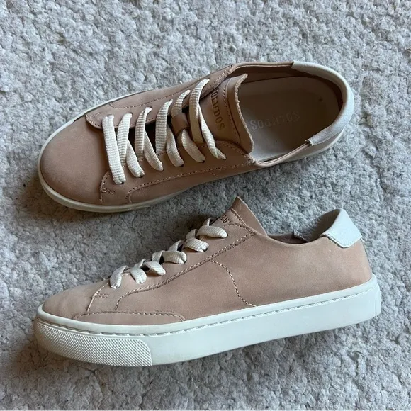 Soludos: Women's Sand Tan Cream Low Top The Ibiza Classic Suede Sneakers Sz 5
