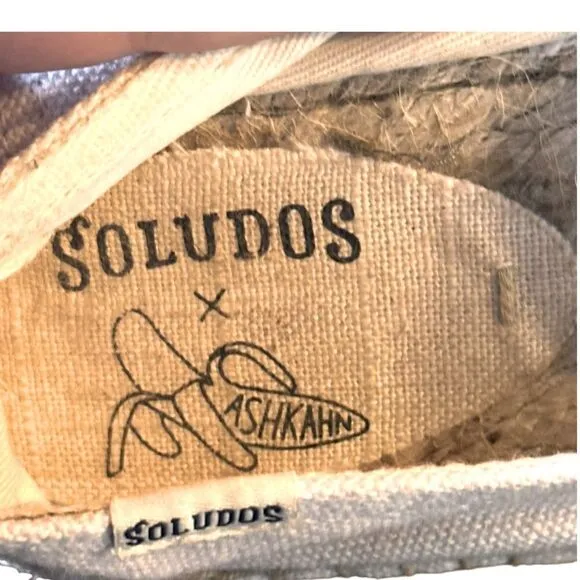 Soludos X Ashkahn Hi Platform Smoking Slipper Espadrilles Size 8