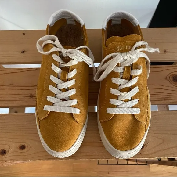 Soludos Yellow Suede Ibiza Platform Sneakers