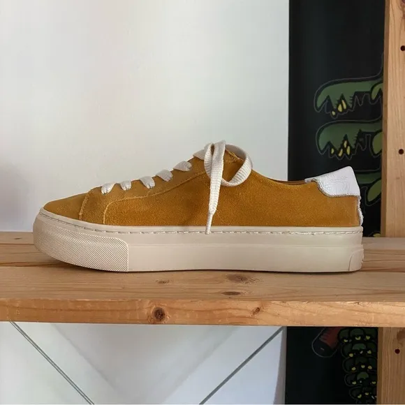 Soludos Yellow Suede Ibiza Platform Sneakers