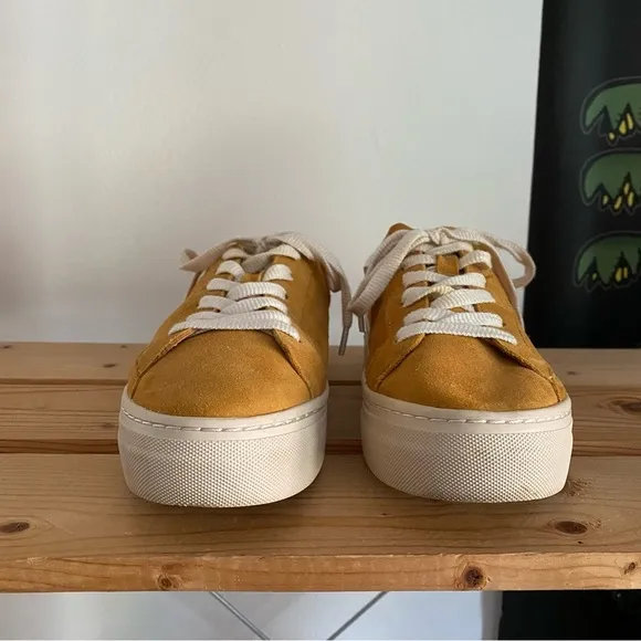 Soludos Yellow Suede Ibiza Platform Sneakers