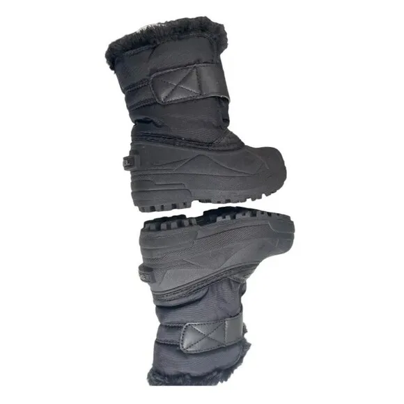 Sorel 1869561010 Kids Black Faux Fur Trim Waterproof Snow Commander Boots Sz 8